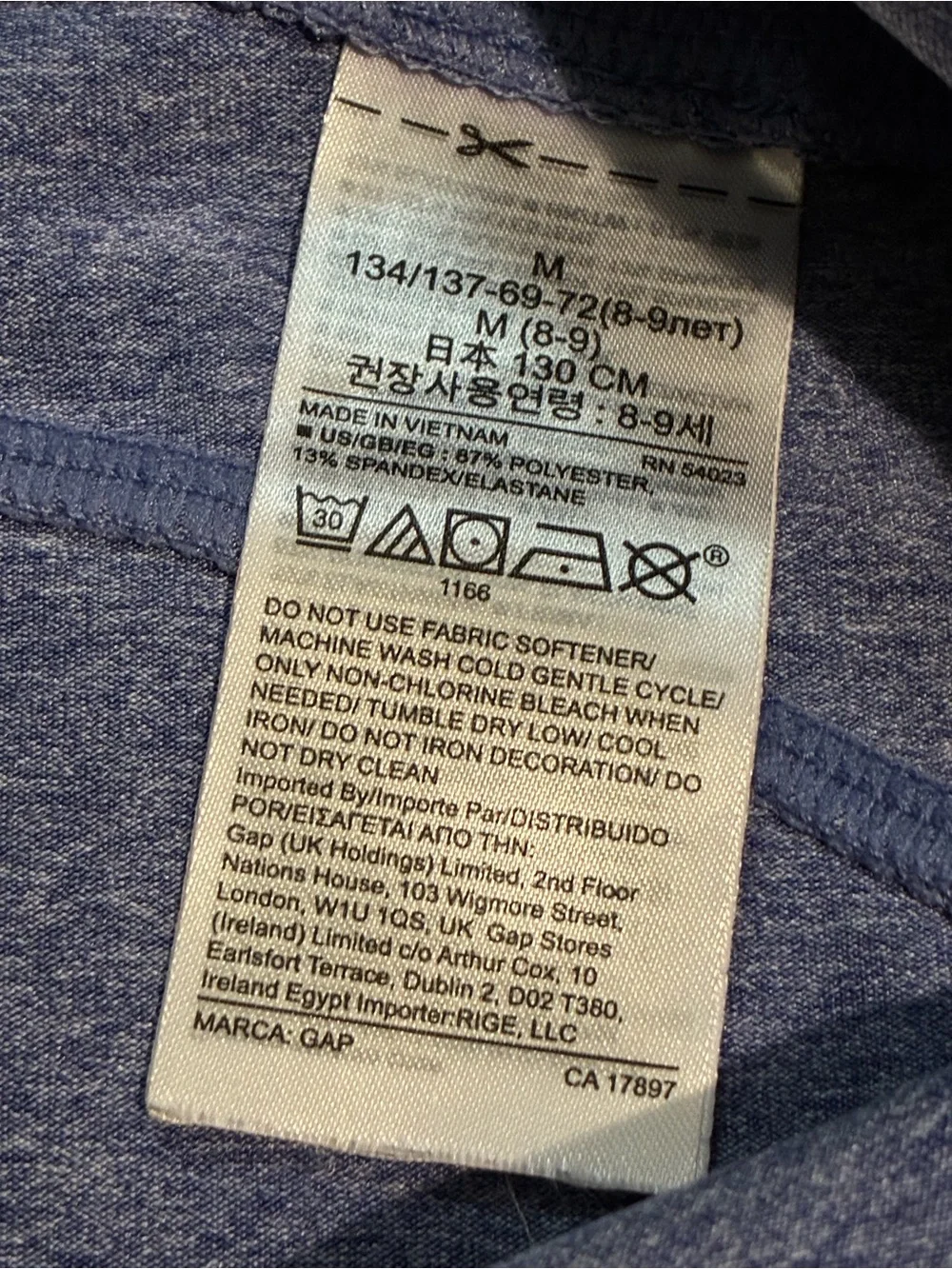 Gap Teen Girls Leggings M Medium 8 9 Blue Larkspur Heather Side Pockets Athletic